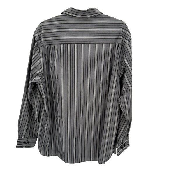 John Henry Mens Gray Striped Button-Up Long Sleeve Cotton/Poly Blend Shirt L - Picture 3 of 9
